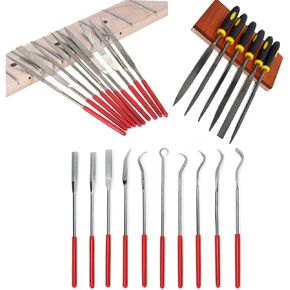 26Pcs Needle File Set, 6Pcs 140mm Wood Rasp Hand Metal File Tools + 10Pcs 140mm Mini Diamond Needle File Set + 10Pcs 140mm Mini Diamond Riffler Needle File Set for Metal, Wood, Plastic,Jewelry