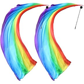 2 Sets Colorful Veil Poi Throwing Balls Silk Poi Throwing Balls Scarf Poi Streamer with Poi Balls for Dance Performances,Halloween Parties,Music Festivals,Photography
