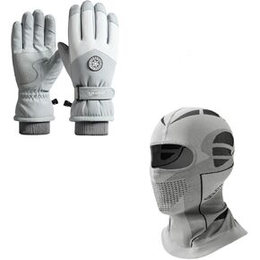 Winter Ski Snow Gloves for Men, Women, Youth Full Face Ski Mask Balaclava Full Head Helmet Mask | Touchscreen & Waterproof Cold Weather Hand Warming Gloves Winter Work Gloves