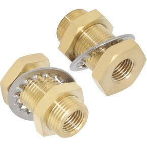 CheeMuii 2 pcs 1/4 Bulkhead Brass Pipe Fitting Anchor Coupling Bulkhead Tank Fitting 1/4" Bulkhead Tank Fitting Frame Hose Connector