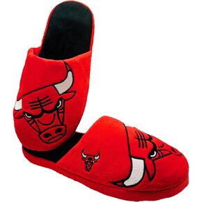 FOCO NBA Chicago Bulls Men's Slip On Slippers, Team Colors, Non-Slip Bottom, Logo Embroidered