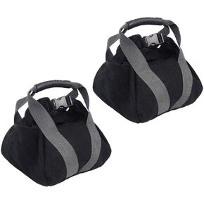 2 Pcs Adjustable Canvas-Kettlebell-Sandbag wtih Handle for Training Home Training, Yoga, Fitness (Black)