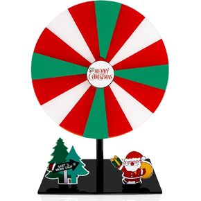 7.8" Christmas Spinning Prize Wheel, 16 Slots Prize Spinning Wheel Tabletop Roulette Spinner Christmas Theme Spinning Wheel for Prizes Fortune Spinning Game Trade Show Christmas Party Favor