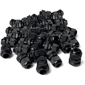 20 PCS 1/2" NPT Nylon Cable Gland Joints with Gaskets, IP68 Adjustable Lock Nut Strain Relief Cord Grip Waterproof Cable Glands