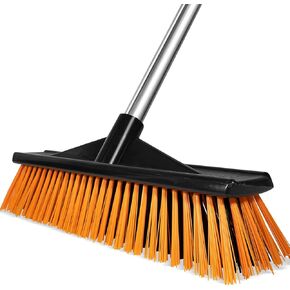 18" Heavy Push Broom for Outdoor Floor Cleaning Heavy Duty Outdoor Broom with 54" Long Handle,Outdoor Broom for Deck,Driveway,Garage,Yard,Deck,Patio,Warehouse,Concrete