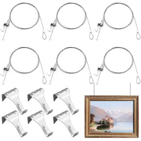 Picture Rail Hanging System, 6 pcs Picture Rail Hooks Molding Hooks Picture Rail Hangers
