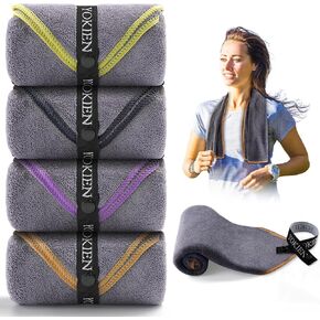 Gym Towel - Gym Towels for Working 0ut - Workout Sweat Towels for Gym Ultra-Absorbent, Fast Drying, Soft and Comfortable, with Fitness, Yoga, Running and More (4 Pack)