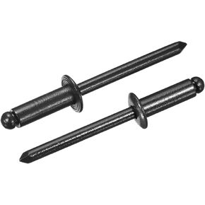 uxcell 50Pcs 3/16"x1/2" Aluminum Dome-Head Blind Rivets, Open-End Type Blind Rivets for DIY, Sheet Metal, Automotive Repairs, Furniture, Boat, and Duct Work (Black)