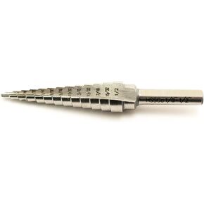 TEMO M35 Cobalt Double Flute Step Drill, 13 Size From 1/8 Inch To 1/2 Inch, 1/4 Inch Shank