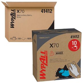 WypAll Power Clean X70 Medium Duty Cloths (41412), Pop-Up Box, Blue, 10 Boxes/Case, 100 Sheets/Box, 1,000 Sheets/Case
