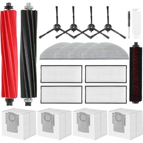 VIEWALL S8 Pro Ultra Accessories Part for Roborock S8 Pro Ultra Robot Vacuum, 1 Set Main Brush, 1 Rolling Brush, 4 HEPA Filters, 4 Side Brushes, 4 Mop Cloth Pads, 4 Dust Bags, 1 Cleaning Tool