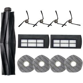 X9 Pro Accessories Kit For Eufy X9 Pro Robot Vacuum Replacement Parts Included 1 Main Brush 4 Side Brushes 2 Washable Filter 4 Mop Pads, 11pack