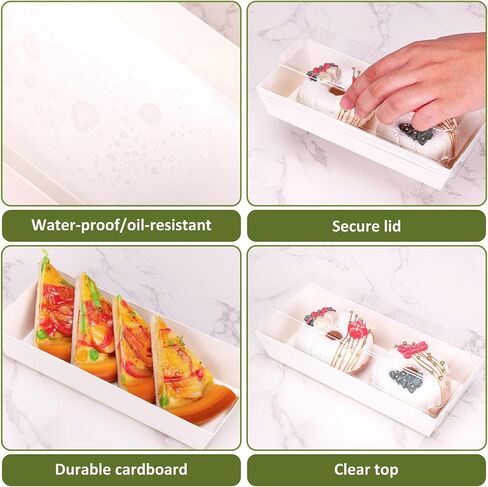 Moretoes 60pcs Charcuterie Boxes, 7.5 Inches Dessert Boxes with Clear Lids, Disposable Food Containers for Donuts Pastry Sandwich Sushi Cake Slice Cookies Strawberries in Kuwait