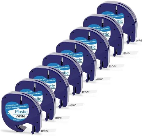 5 Pack Compatible with Dymo Letratag Refills 91201 91331 S0721660 Label Maker Tape White Plastic 12mm x 4m 1/2" x 13', Work with Dymo Letra Tag LT-100H LT-100T Plus 200B QX50 XR XM 2000 in Saudi Arabia