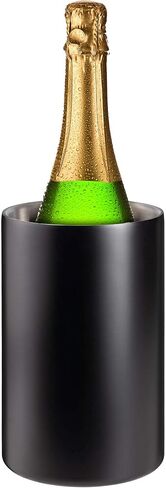 Villa & Marx Wine Chiller - Elegant Champagne Bucket with Premium Box - Insulated Wine Bottle Cooler Without Ice - Double Walled Wine Chiller Bucket, Fits And Cools All Bottles (Black) in Saudi Arabia