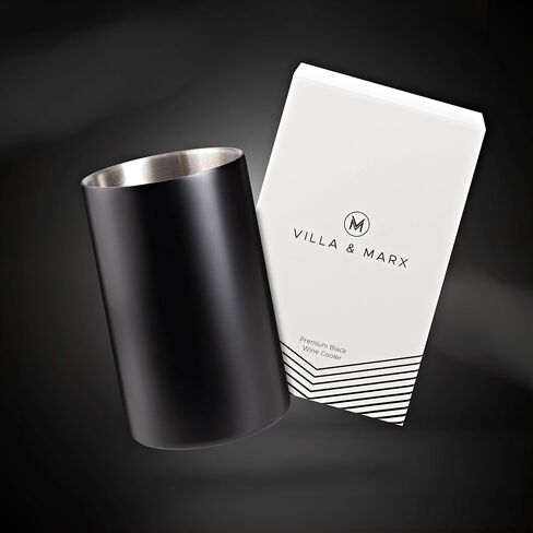 Villa & Marx Wine Chiller - Elegant Champagne Bucket with Premium Box - Insulated Wine Bottle Cooler Without Ice - Double Walled Wine Chiller Bucket, Fits And Cools All Bottles (Black) in Saudi Arabia