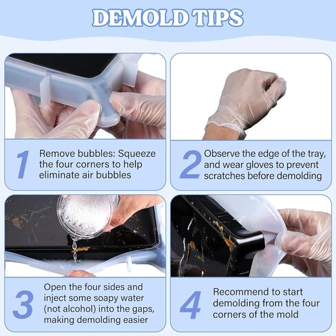 LET'S RESIN Resin Tray Molds, Small Rectangle Silicone Molds for Resin, Epoxy Resin Molds for Serving Tray, Resin Art, Resin Casting, DIY Jewelry/Cups/Makeup/Candy Storage Tray, Home Decor Crafts in Kuwait