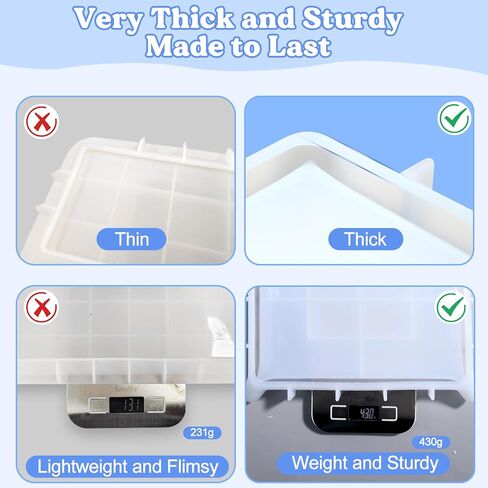 LET'S RESIN Resin Tray Molds, Small Rectangle Silicone Molds for Resin, Epoxy Resin Molds for Serving Tray, Resin Art, Resin Casting, DIY Jewelry/Cups/Makeup/Candy Storage Tray, Home Decor Crafts in Kuwait