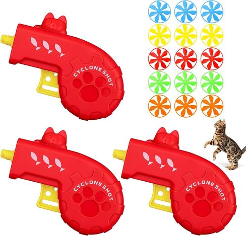 Sumind 18 Pieces Cat Fetch Tracking Interactive Toys with 5 Colors Flying Propellers for Indoor PET Cat Kitty Training Chasing (Blue, Cat) in Saudi Arabia