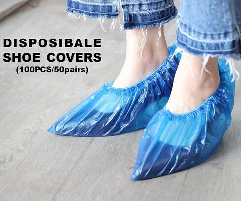 Shoe Covers Disposable/100 PCS (50 Pairs)/Non slip, Durable, Water-proof/CPE material, BLUE/Used for Indoor and Outdoor/One Size Fits Most Shoes & Boots in Saudi Arabia