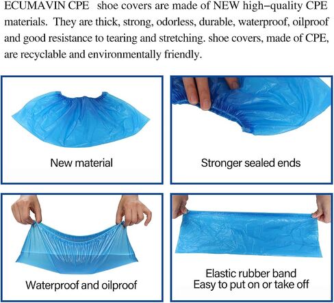 Shoe Covers Disposable/100 PCS (50 Pairs)/Non slip, Durable, Water-proof/CPE material, BLUE/Used for Indoor and Outdoor/One Size Fits Most Shoes & Boots in Saudi Arabia