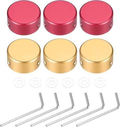 MECCANIXITY 6 Pcs Footswitch Toppers Guitar Pedal Button Caps Metal Footswitch Top Cover 3/8" for Guitar Effects Pedal Buttons, Gold, Red in Kuwait