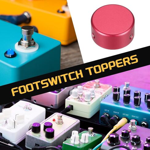 MECCANIXITY 6 Pcs Footswitch Toppers Guitar Pedal Button Caps Metal Footswitch Top Cover 3/8" for Guitar Effects Pedal Buttons, Gold, Red in Kuwait