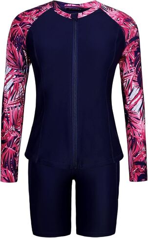 Arolina Womens Rash Guard Long Sleeve Swim Shirts Swimsuit 2025 Bathing Suit with Womens Swim Shorts & Two Pockets in Kuwait