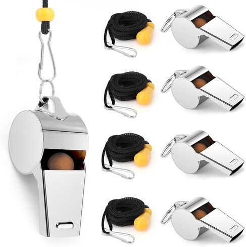 Whistle, Whistle for Coaches Stainless Steel Lifeguard Whistle Loud Crisp Sound Metal Referees Whistle with Lanyard Buckle Emergency Whistle for Adults Teachers Official Football Sports Training in Saudi Arabia