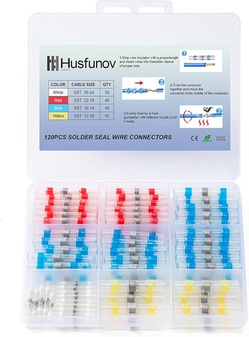 120PCS Heat Shrink Solder Seal Wire Connectors Kit, Waterproof Butt Connector Heat Shrink Electrical Terminals, Insulated Solderless Wiring Splice Connectors for Marine,Automotive,Stereo in Saudi Arabia