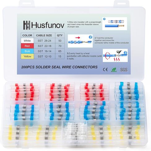 120PCS Heat Shrink Solder Seal Wire Connectors Kit, Waterproof Butt Connector Heat Shrink Electrical Terminals, Insulated Solderless Wiring Splice Connectors for Marine,Automotive,Stereo in Kuwait