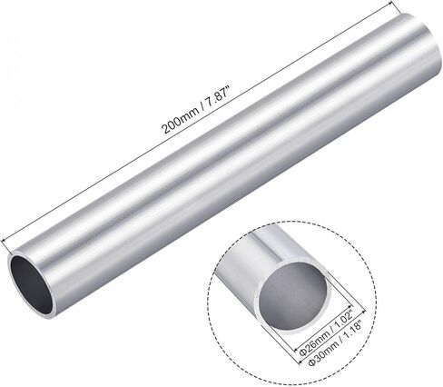 TOP-VIGOR 1Pc 6063 Aluminum Round Tube, 30mm OD 27mm ID 150mm Length Seamless Aluminum Straight Tubing Pipe Tubing for Industry DIY Projects in Kuwait