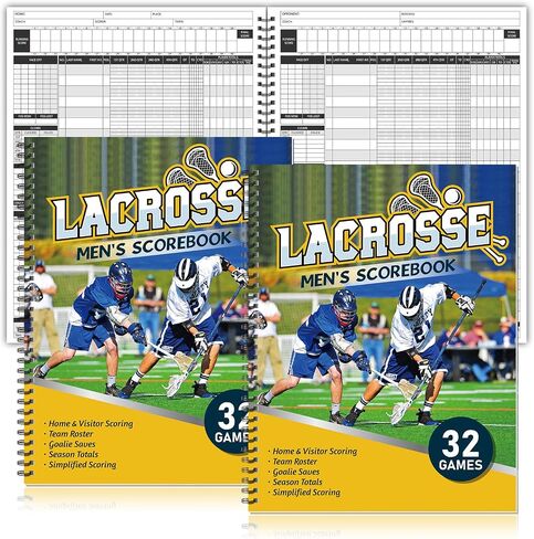 2 Pcs Lacrosse Scorebook Men's Score Keeping Book for 32 Games Spiral Bound Scorebook with Scoring Instructions 9.25 x 12 Inch Lacrosse Scorebook for Coach School Adult Supply in Saudi Arabia