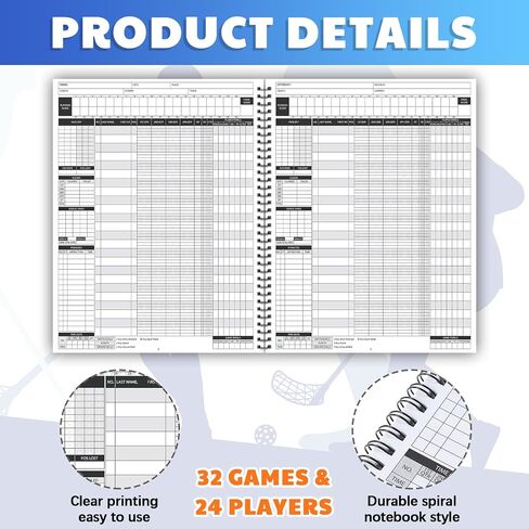 2 Pcs Lacrosse Scorebook Men's Score Keeping Book for 32 Games Spiral Bound Scorebook with Scoring Instructions 9.25 x 12 Inch Lacrosse Scorebook for Coach School Adult Supply in Saudi Arabia