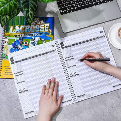 2 Pcs Lacrosse Scorebook Men's Score Keeping Book for 32 Games Spiral Bound Scorebook with Scoring Instructions 9.25 x 12 Inch Lacrosse Scorebook for Coach School Adult Supply in Saudi Arabia