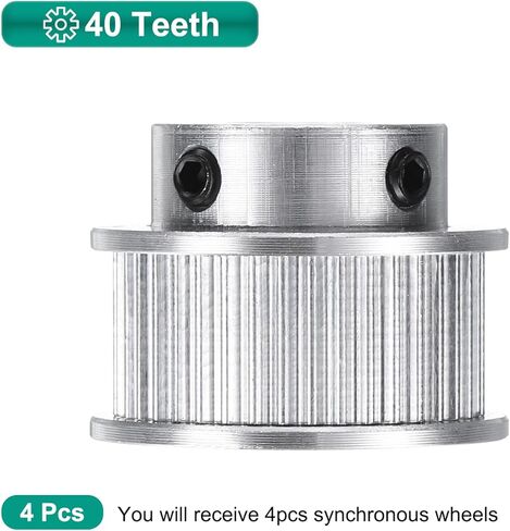 4 قطع من Uxcell GT-2 40T عجلة متزامنة 5 مم، بكرة توقيت ألومنيوم 40 سنًا، عرض مناسب 10 مم حزام توقيت لآلة CNC للطابعة ثلاثية الأبعاد in Saudi Arabia