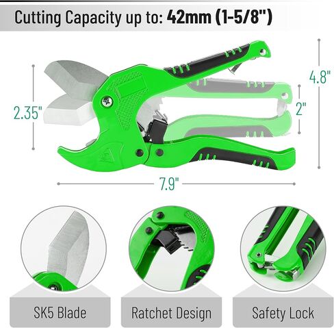 Bates- PVC Pipe Cutter, Cuts up to 1-1/4", Sky Blue Ratcheting PVC Pipe Cutter Tool, Pipe Cutters PVC Pipe Shears, Plastic Pipe Cutter, PEX Pipe Cutter, PVC Cutter Tool, PVC Ratchet Cutter in Kuwait