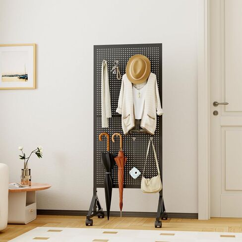 حامل عرض Pegboard معدني مقاس 59 بوصة * 23.6 بوصة، ارتفاع قابل للتعديل مع 40 خطافًا وعجلات للوحة الوتد، رف عرض Pegboard، رف عرض الحرف اليدوية، رف عرض البيع بالتجزئة، لوحة ربط المرآب، لوحة Pegboard سوداء، in Saudi Arabia