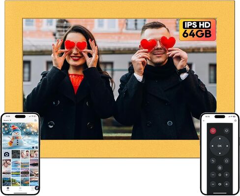 64GB 10.1" Digital Picture Frame, 1280 x 800 IPS Touch Screen Electronic Photo Frame, Pre-Load Photo Gift Mode Without Open Package, Auto-Rotate, Wall/Table Mountable, App Share Photos Black Edition in Saudi Arabia