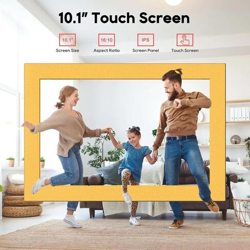 64GB 10.1" Digital Picture Frame, 1280 x 800 IPS Touch Screen Electronic Photo Frame, Pre-Load Photo Gift Mode Without Open Package, Auto-Rotate, Wall/Table Mountable, App Share Photos Black Edition in Saudi Arabia