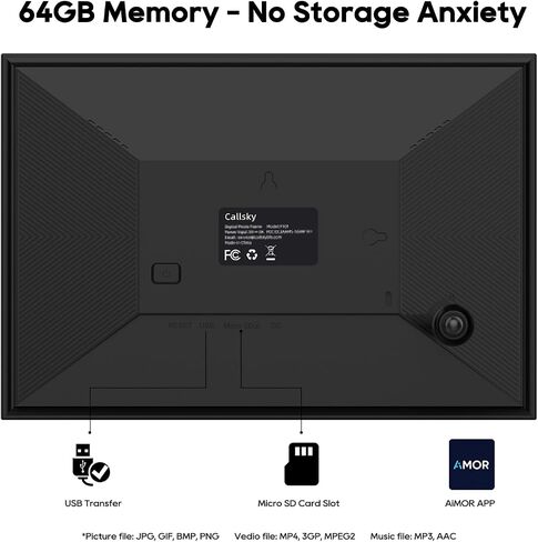 64GB 10.1" Digital Picture Frame, 1280 x 800 IPS Touch Screen Electronic Photo Frame, Pre-Load Photo Gift Mode Without Open Package, Auto-Rotate, Wall/Table Mountable, App Share Photos Black Edition in Saudi Arabia