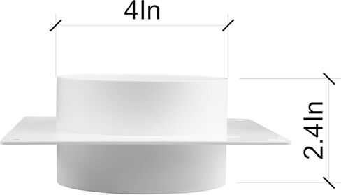 4"" Inch Pack of 2 Plastic Straight or Flexible Pipe Flange for Extraction Fans, Heating and Cooling Duct Connection. Round Duct Connector Flange, White in Saudi Arabia