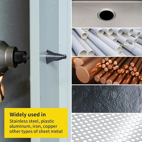 5-pc Step M3 HSS Cobalt Step Drill Aluminum-Titanium-Nickel Coated Four helical Cutting Edges Hex Shanks Includes Sizes 1/4“ to 1-3/8" 1/4“ - 3/4" 1/8“ - 1/2" 3/16“ - 1/2" 3/6"- 7/8" in Saudi Arabia