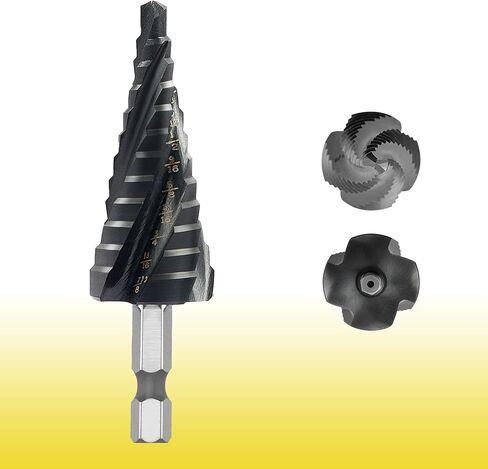 5-pc Step M3 HSS Cobalt Step Drill Aluminum-Titanium-Nickel Coated Four helical Cutting Edges Hex Shanks Includes Sizes 1/4“ to 1-3/8" 1/4“ - 3/4" 1/8“ - 1/2" 3/16“ - 1/2" 3/6"- 7/8" in Saudi Arabia