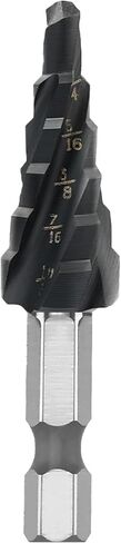 5-pc Step M3 HSS Cobalt Step Drill Aluminum-Titanium-Nickel Coated Four helical Cutting Edges Hex Shanks Includes Sizes 1/4“ to 1-3/8" 1/4“ - 3/4" 1/8“ - 1/2" 3/16“ - 1/2" 3/6"- 7/8" in Saudi Arabia
