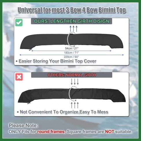 Motoforti Bimini Top Storage Boot Cover with Light Hole Boat Bimini Storage Bag 600D Polyester Canvas Sun Resist Black 85"-90" Width Universal for 3 Bow 4 Bow Long-Lasting in Saudi Arabia