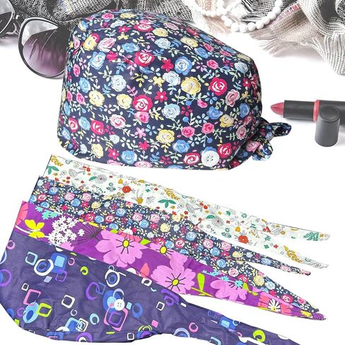 2 Pack Scrub Caps Women, Working Cap with Buttons and Sweatband, Nurse Hats for Women Scrub Scrub Hats Nurse Cap in Kuwait