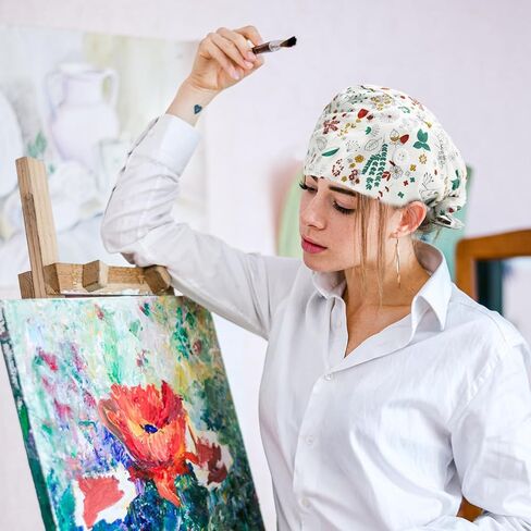 2 Pack Scrub Caps Women, Working Cap with Buttons and Sweatband, Nurse Hats for Women Scrub Scrub Hats Nurse Cap in Kuwait