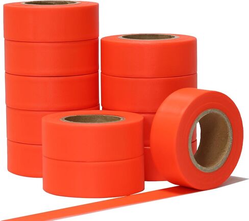 GEYYANG Fluorescent Green Flagging Tape,3.75 Mil Thick,0.7" x 98ft, 6 Rolls,Non-Adhesive Plastic Ribbon,Neon Marking Tape for Survey Boundaries, Trees and Hazardous Areas,Barricade Tape in Kuwait