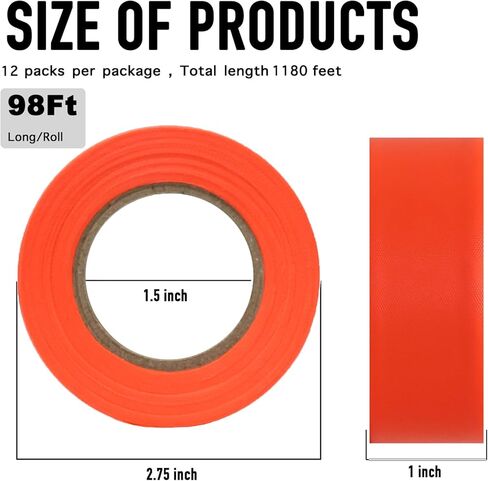 GEYYANG Fluorescent Green Flagging Tape,3.75 Mil Thick,0.7" x 98ft, 6 Rolls,Non-Adhesive Plastic Ribbon,Neon Marking Tape for Survey Boundaries, Trees and Hazardous Areas,Barricade Tape in Kuwait